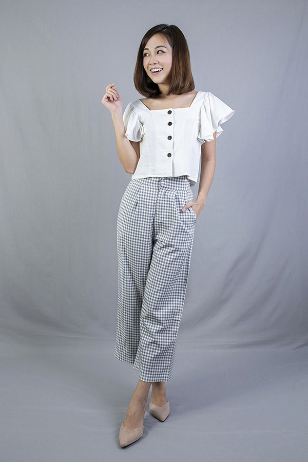KALIE FLUTTER SLEEVE CROP TOP (WHITE)