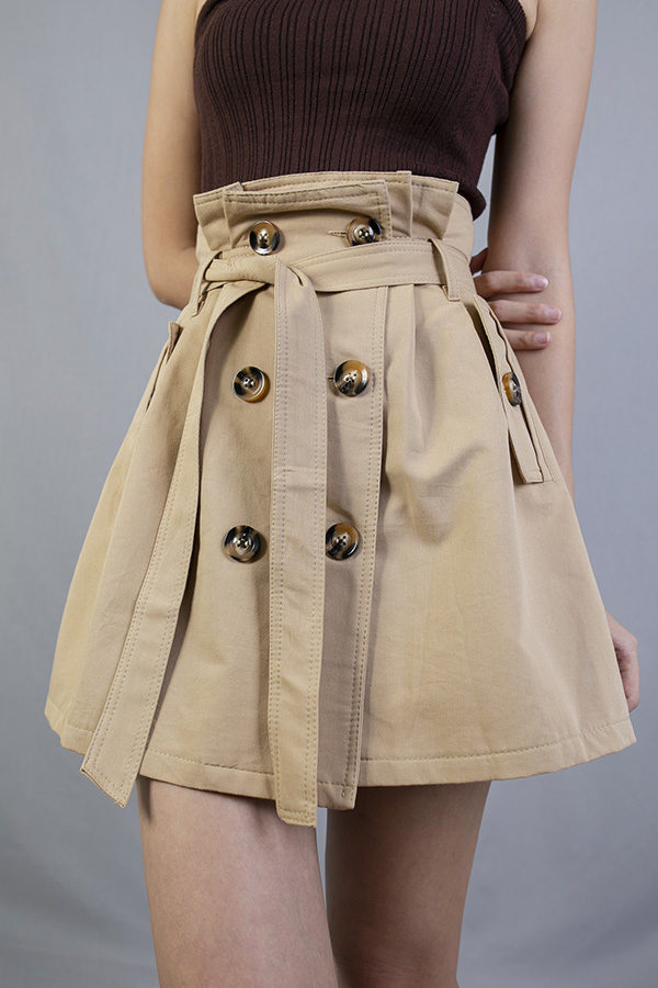 BELLY BUTTON SASH TIE SKIRT (KHAKI)