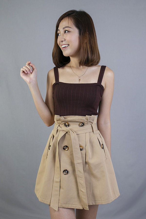 BELLY BUTTON SASH TIE SKIRT (KHAKI)