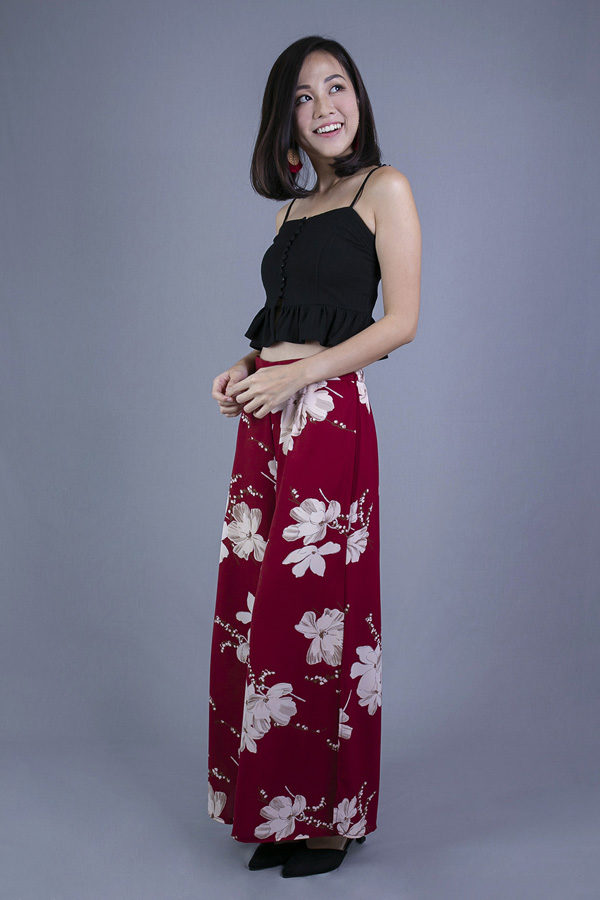 JANNY FLORAL WIDE LEG TROUSER (RED)