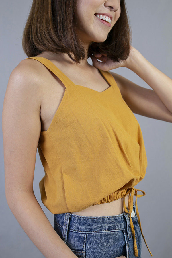 LENETTE STRAP TIE CROP TOP (MARIGOLD)