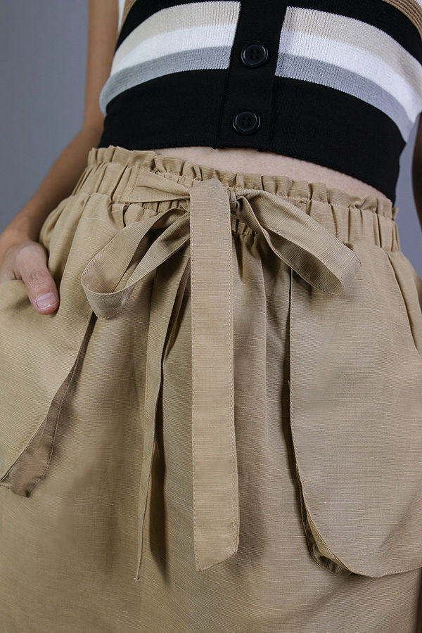 CAYDEE TIE SASH SKIRT (KHAKI)