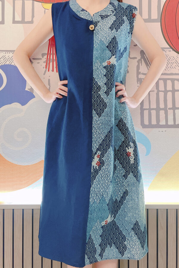 INDIGO WRAP MIDI DRESS